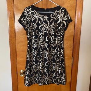 Kensie Embroidered Sequin A-Line Cocktail Dress